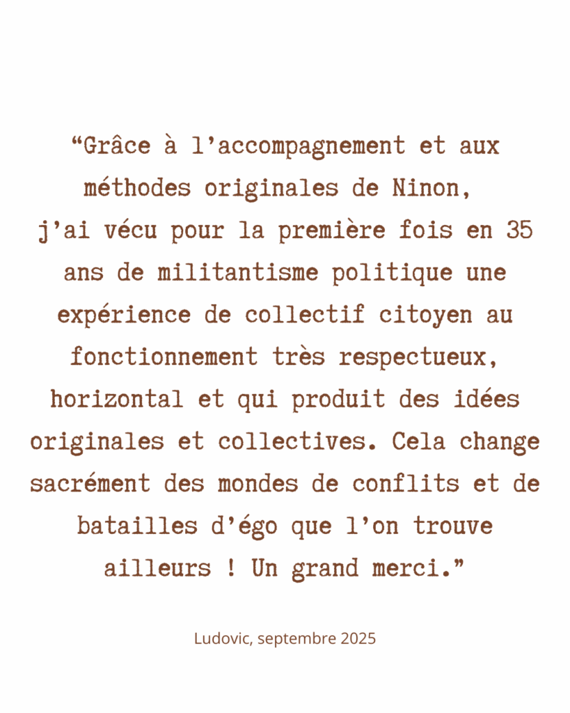 Coopération Accompagnement de collectif témoignage structuration soin relationnel résolution de conflits intelligence collectif facilitation médiation faire ensemble habitat partagé poitiers tours châtellerault 86